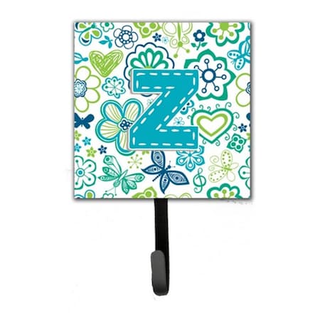 Jensendistributionservices Letter Z Flowers And Butterflies Teal Blue Leash & Key Holder MI1659174